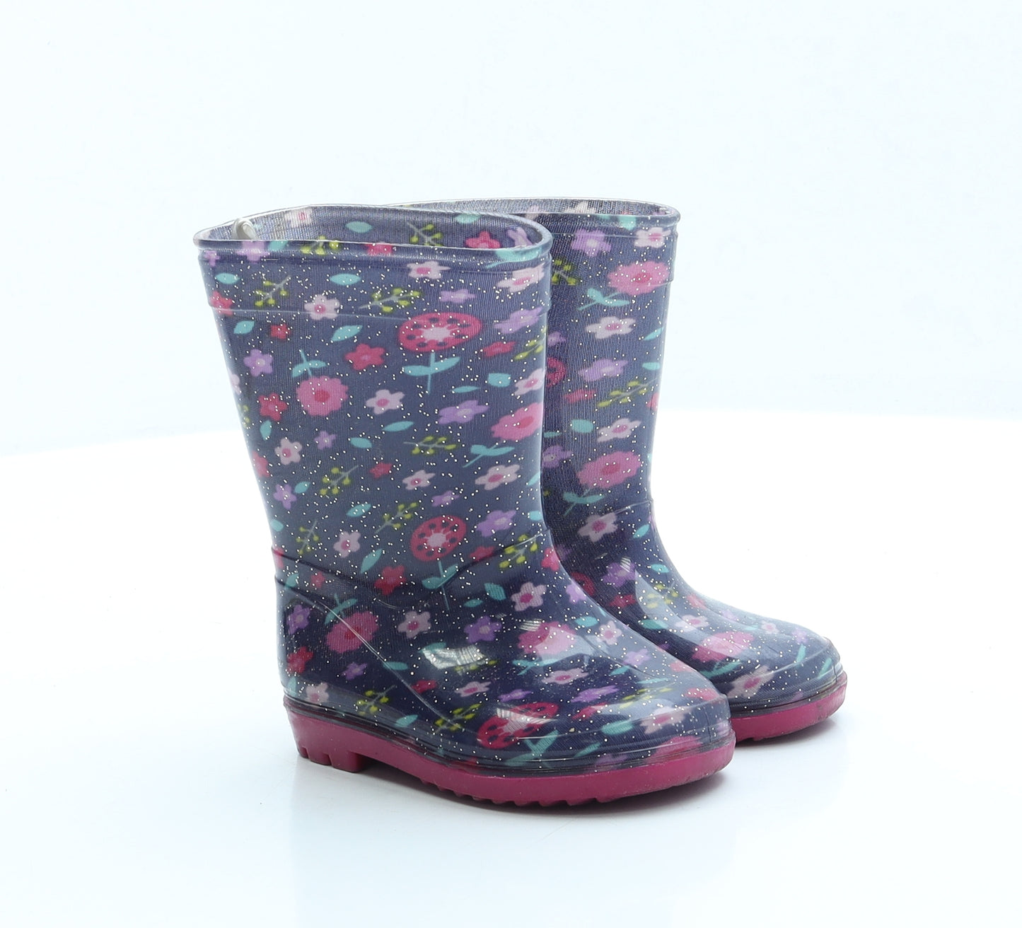Preworn Girls Multicoloured Geometric Rubber Wellies Boot UK 4