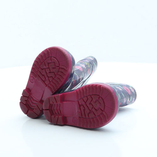 Preworn Girls Multicoloured Geometric Rubber Wellies Boot UK 4