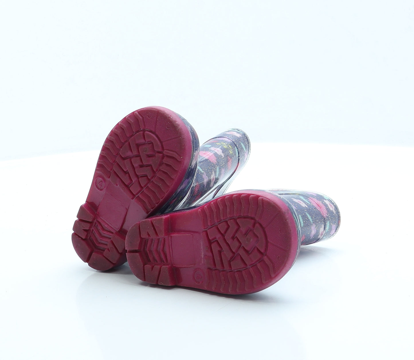 Preworn Girls Multicoloured Geometric Rubber Wellies Boot UK 4