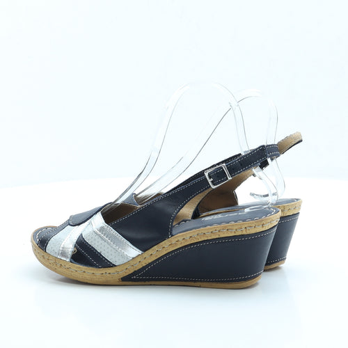 Aeros Me Womens Blue Faux Leather Slingback Heel UK 6.5