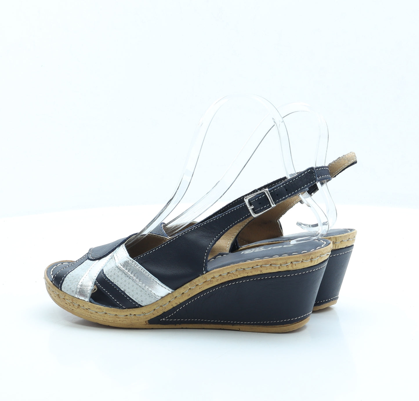 Aeros Me Womens Blue Faux Leather Slingback Heel UK 6.5