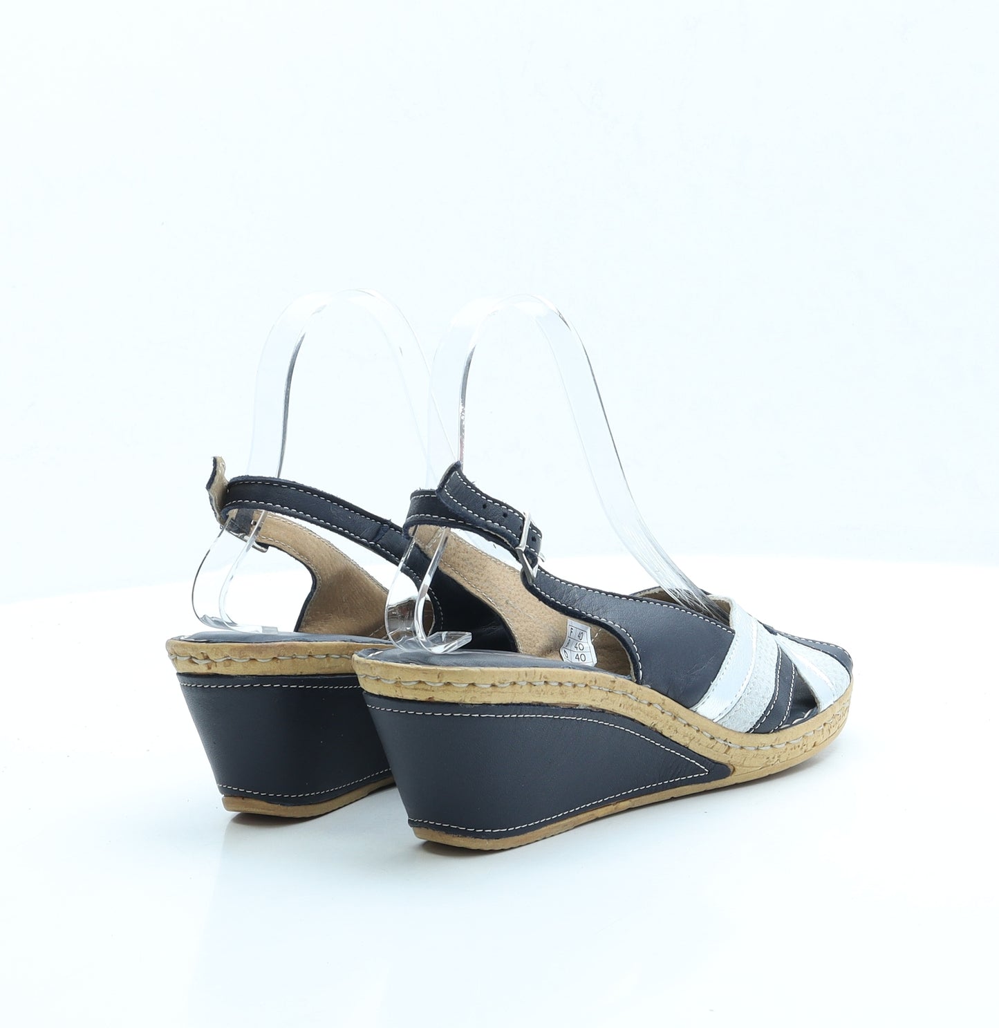 Aeros Me Womens Blue Faux Leather Slingback Heel UK 6.5