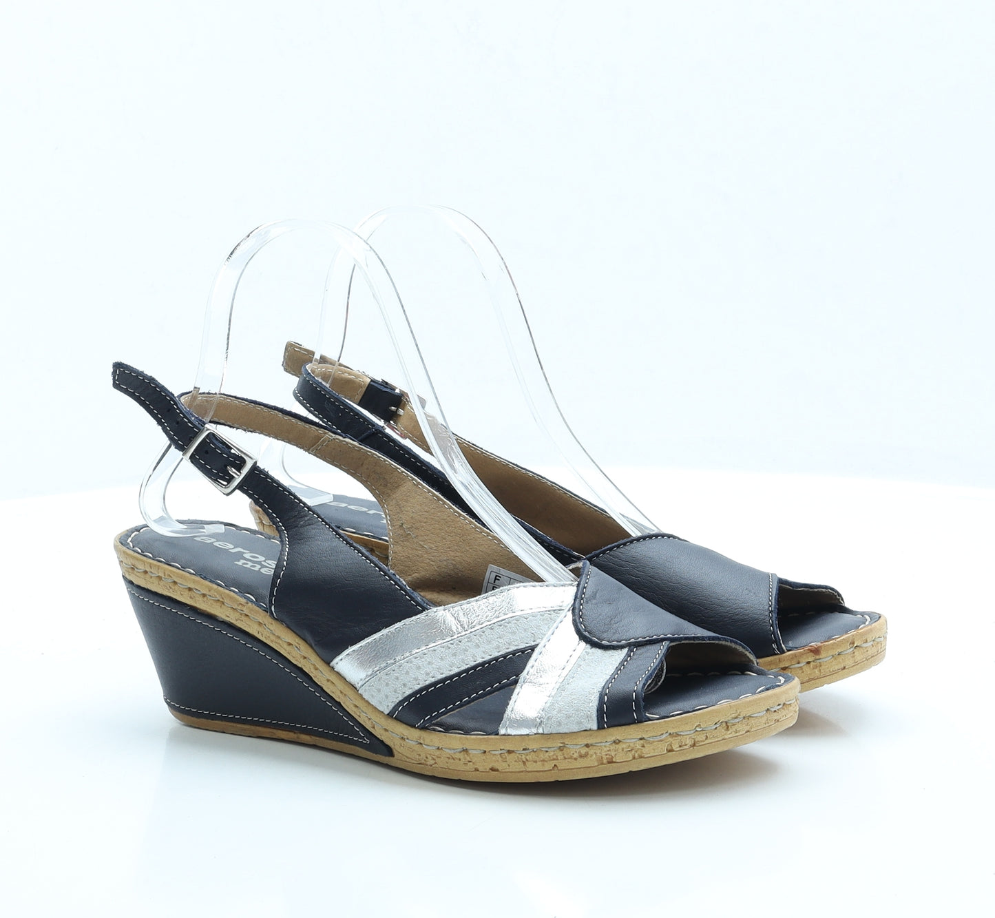 Aeros Me Womens Blue Faux Leather Slingback Heel UK 6.5
