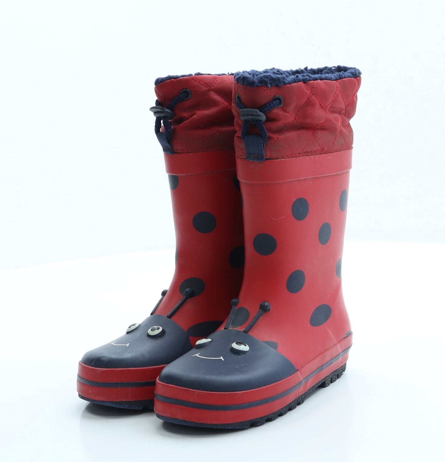NEXT Girls Red Polka Dot Rubber Wellies Boot UK 9 - Ladybird
