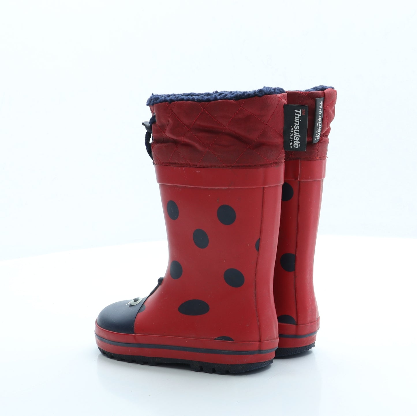 NEXT Girls Red Polka Dot Rubber Wellies Boot UK 9 - Ladybird