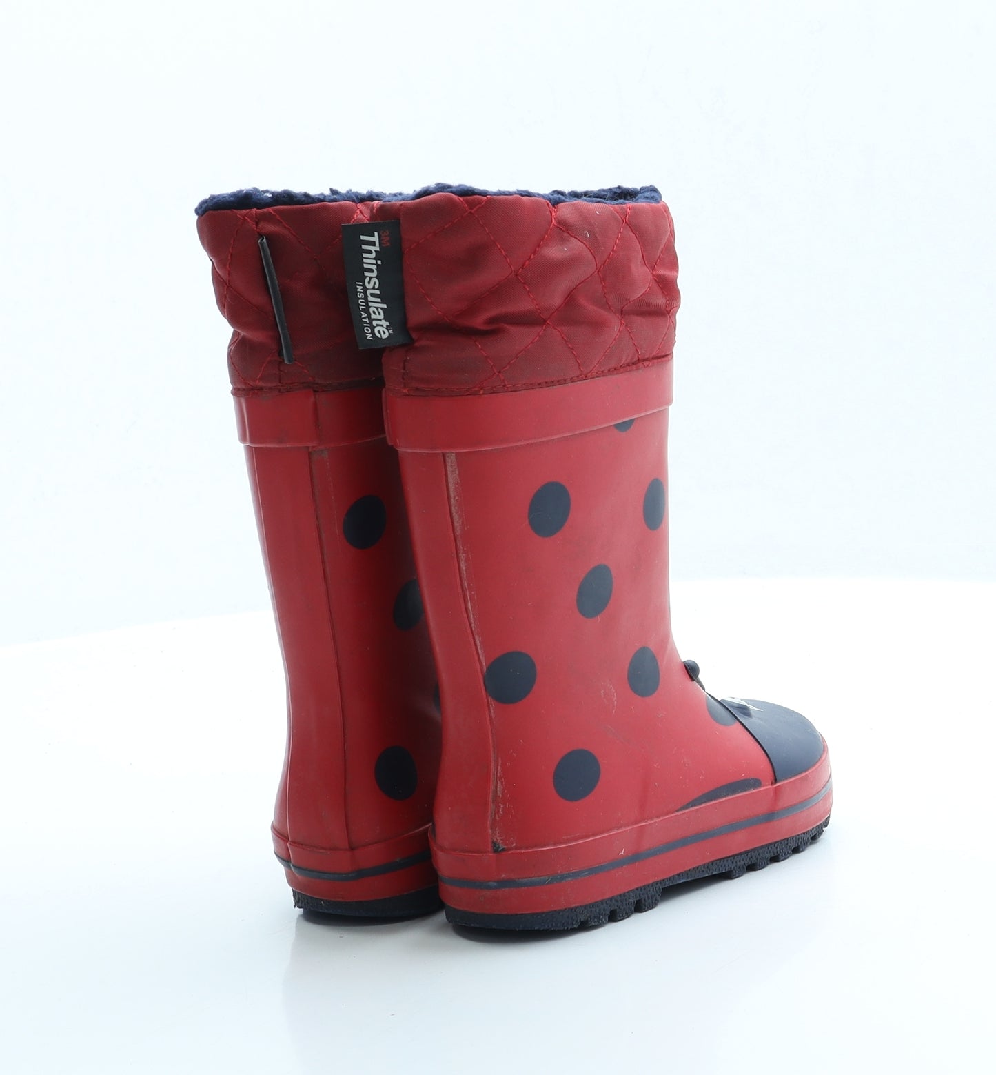 NEXT Girls Red Polka Dot Rubber Wellies Boot UK 9 - Ladybird