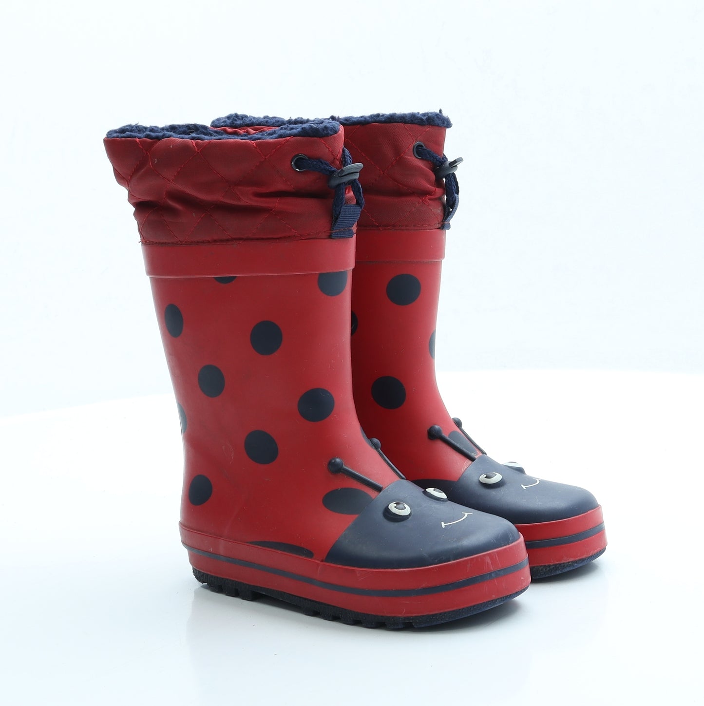 NEXT Girls Red Polka Dot Rubber Wellies Boot UK 9 - Ladybird