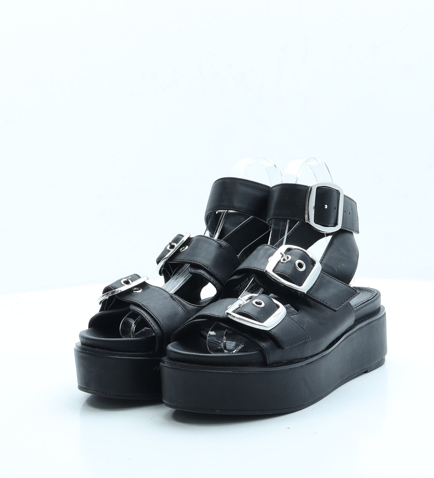 ASOS Womens Black Faux Leather Strappy Sandal UK 5