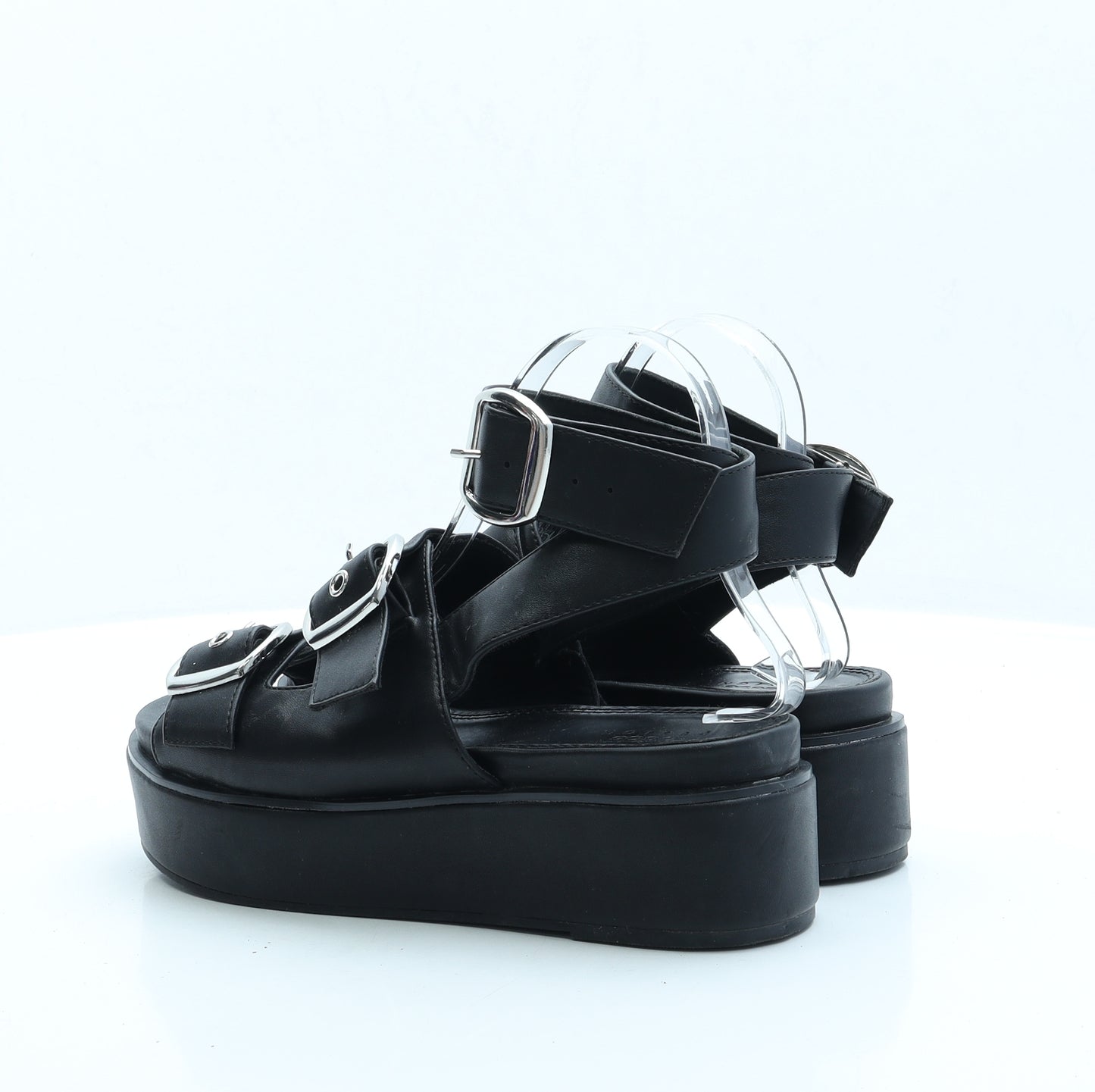 ASOS Womens Black Faux Leather Strappy Sandal UK 5