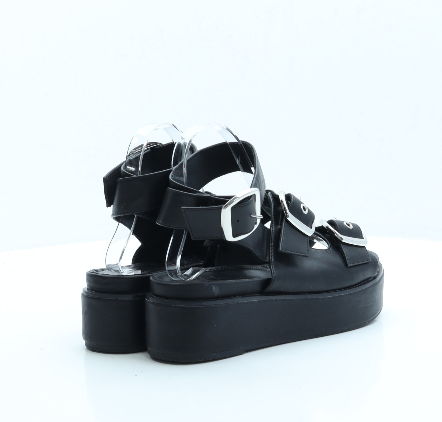 ASOS Womens Black Faux Leather Strappy Sandal UK 5