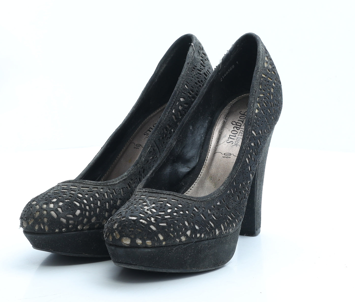 New Look Womens Black Geometric Vinyl Court Heel UK 5 EUR 38