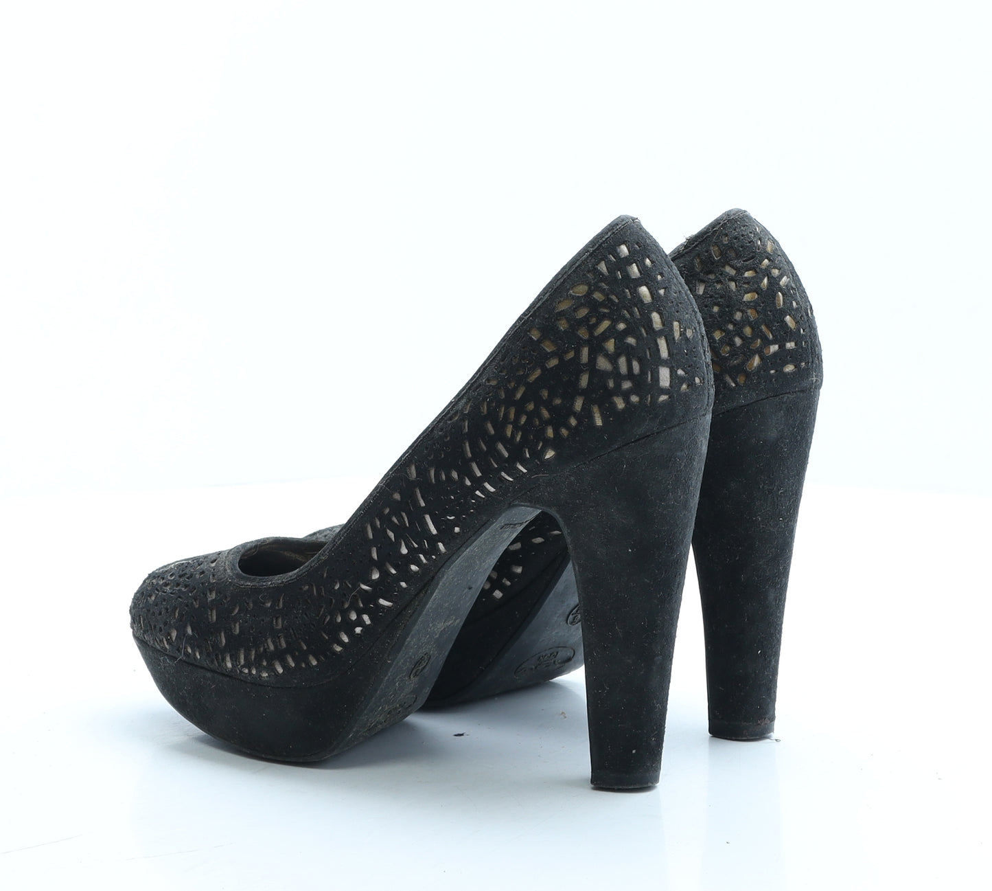 New Look Womens Black Geometric Vinyl Court Heel UK 5 EUR 38