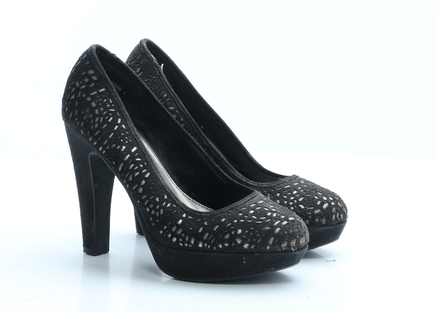 New Look Womens Black Geometric Vinyl Court Heel UK 5 EUR 38