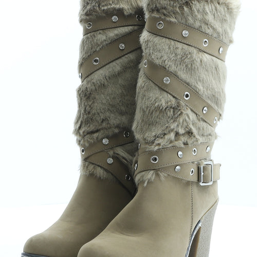 Quiz Womens Brown Polyester Shearling Style Boot UK 6 EUR 39