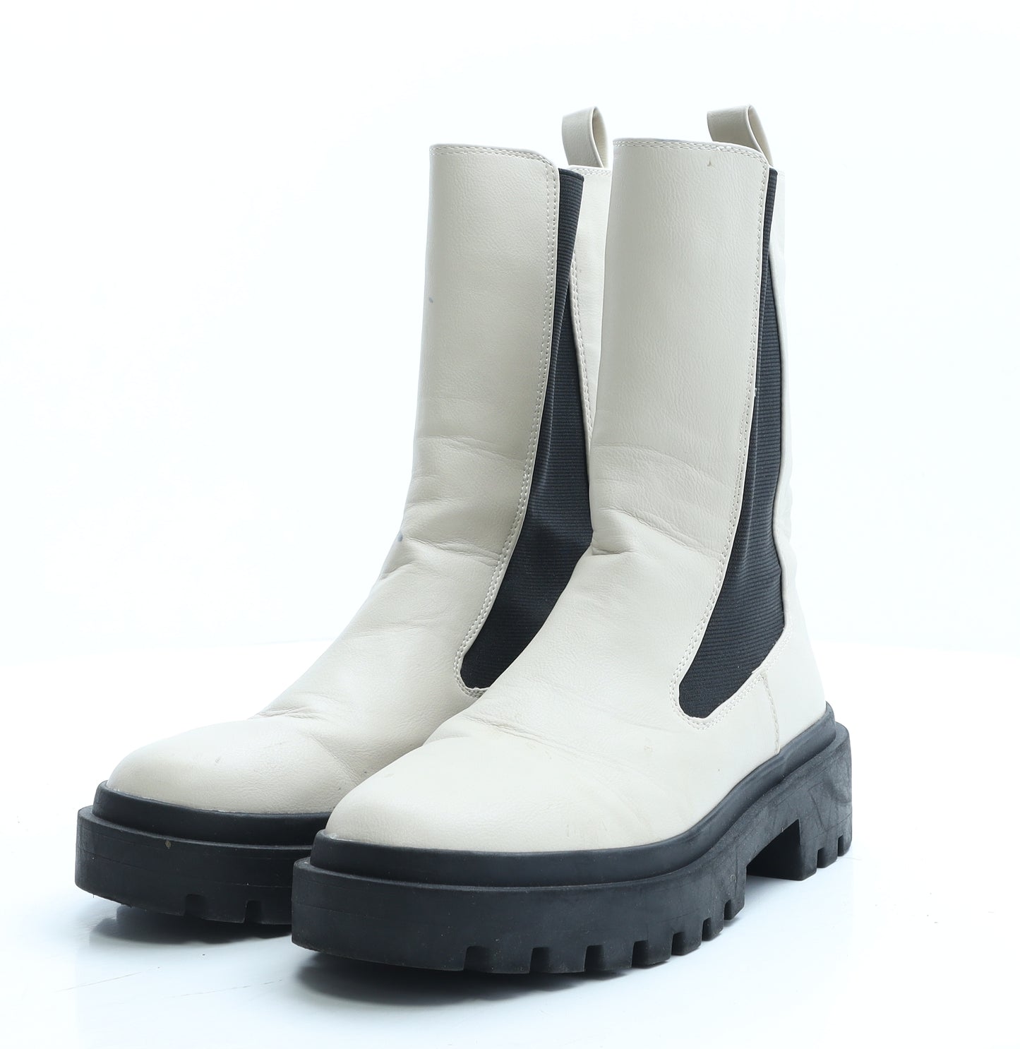 Primark Womens Beige Faux Leather Sock Boot UK 6 EUR 39