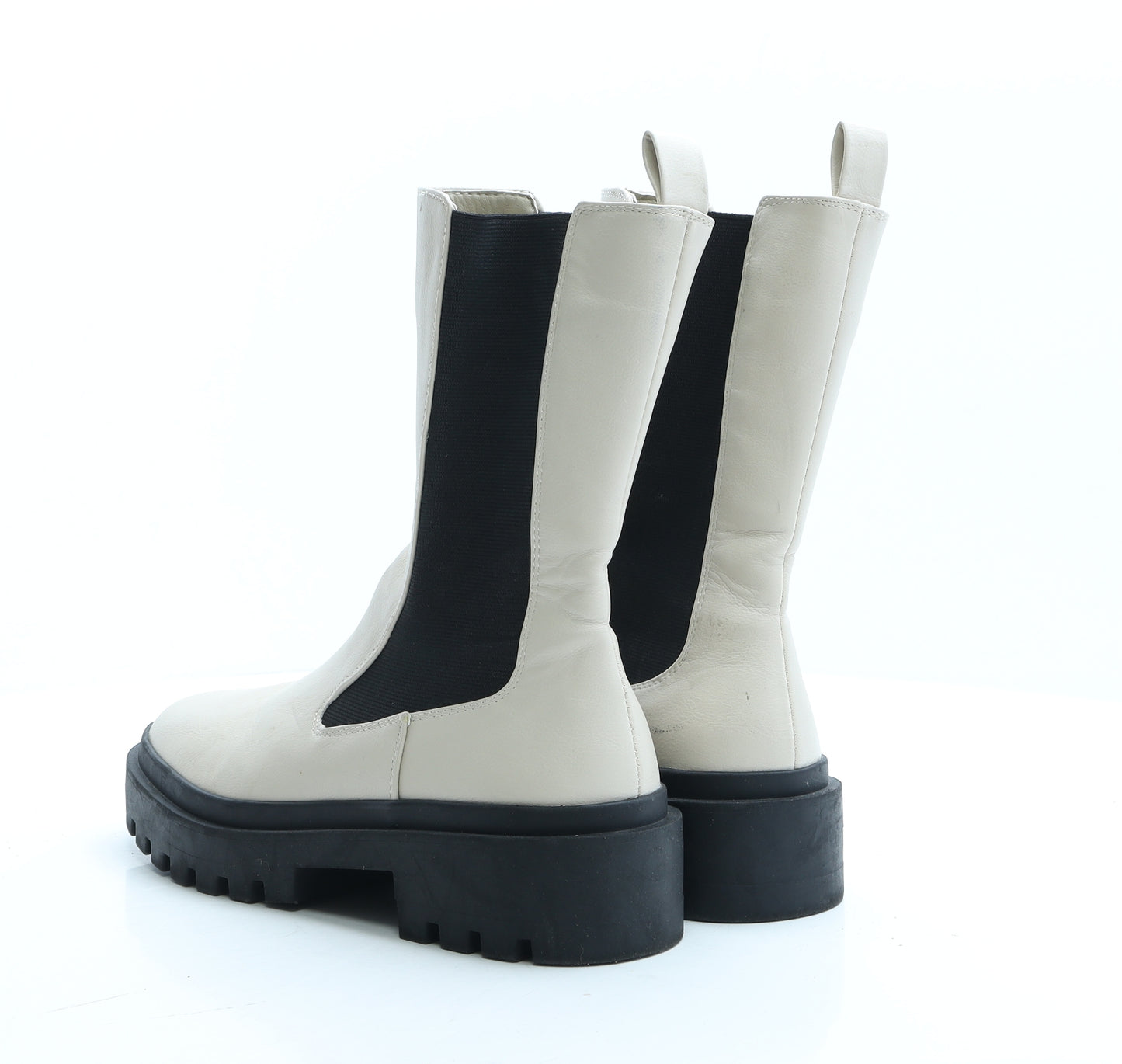 Primark Womens Beige Faux Leather Sock Boot UK 6 EUR 39