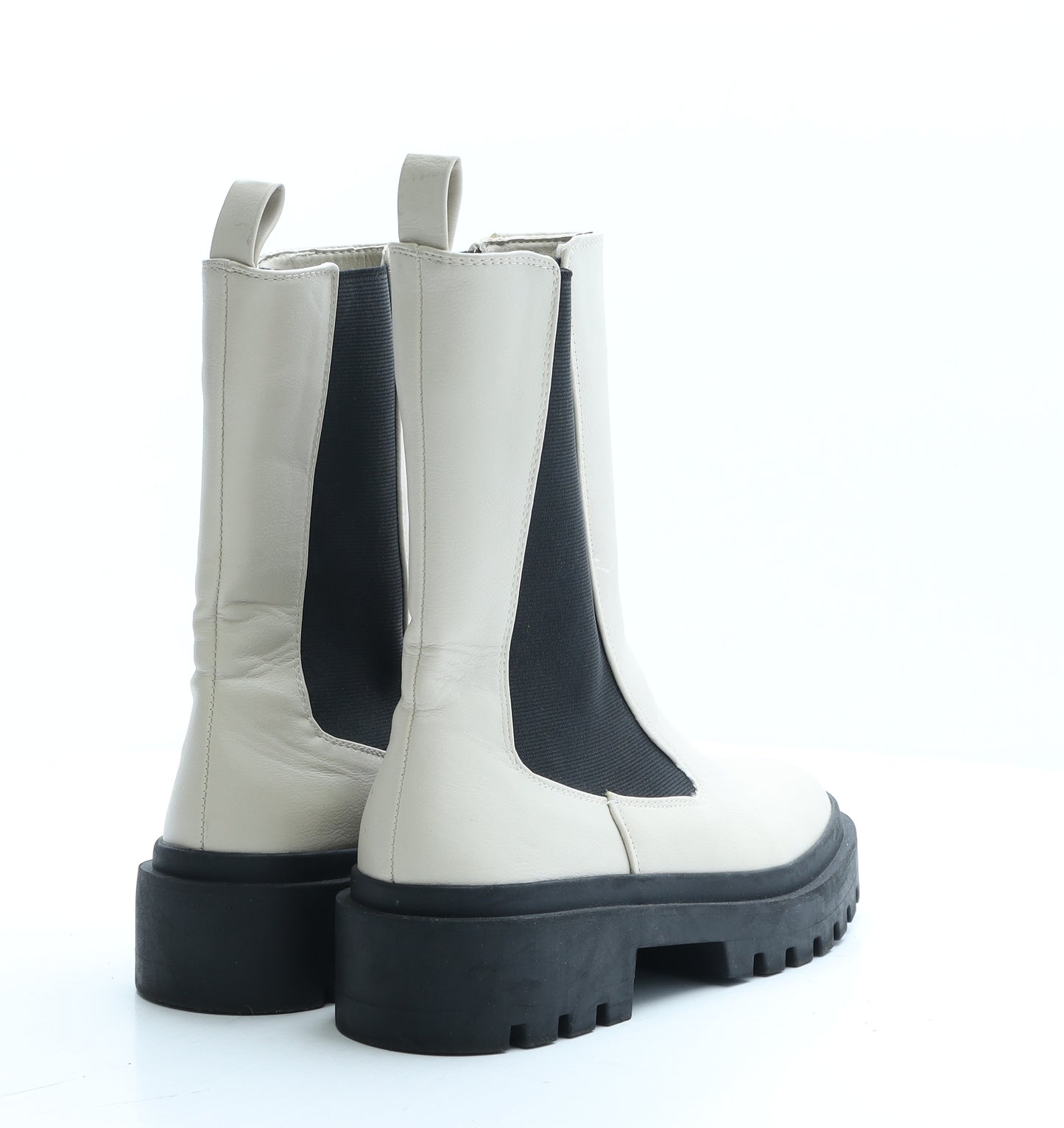 Primark Womens Beige Faux Leather Sock Boot UK 6 EUR 39