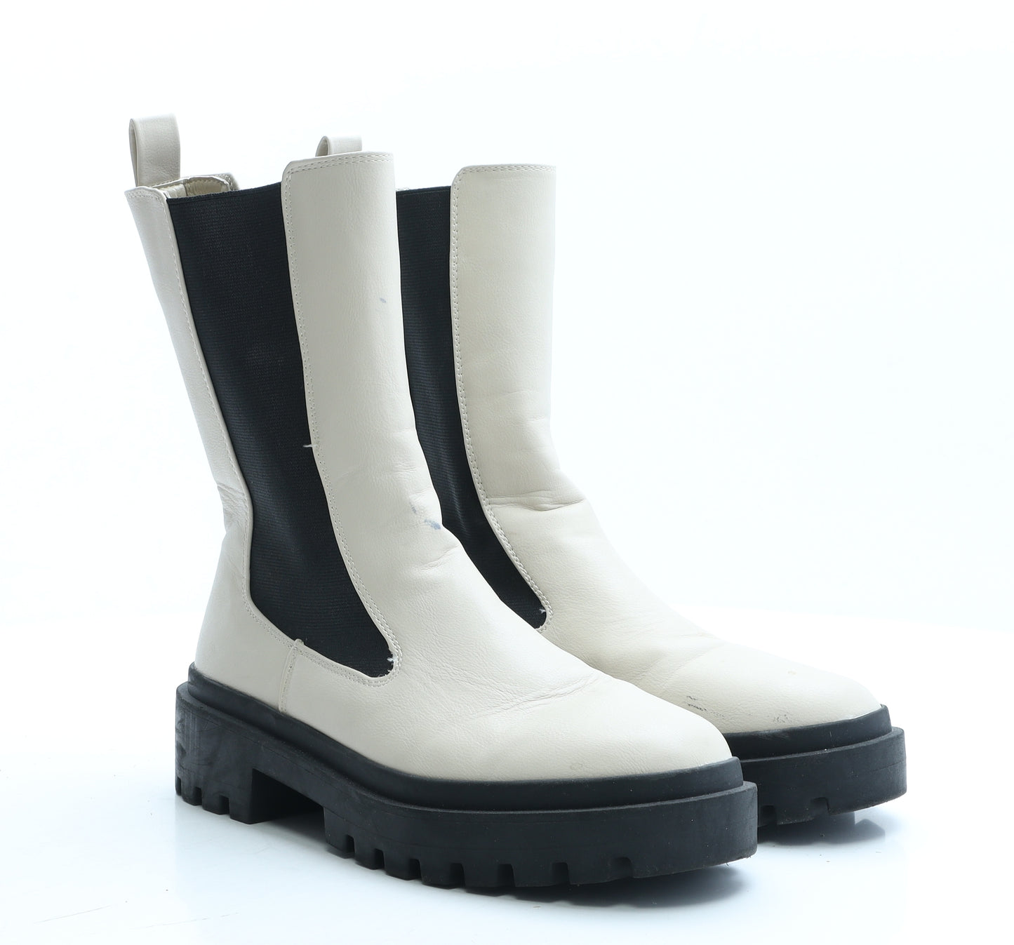 Primark Womens Beige Faux Leather Sock Boot UK 6 EUR 39