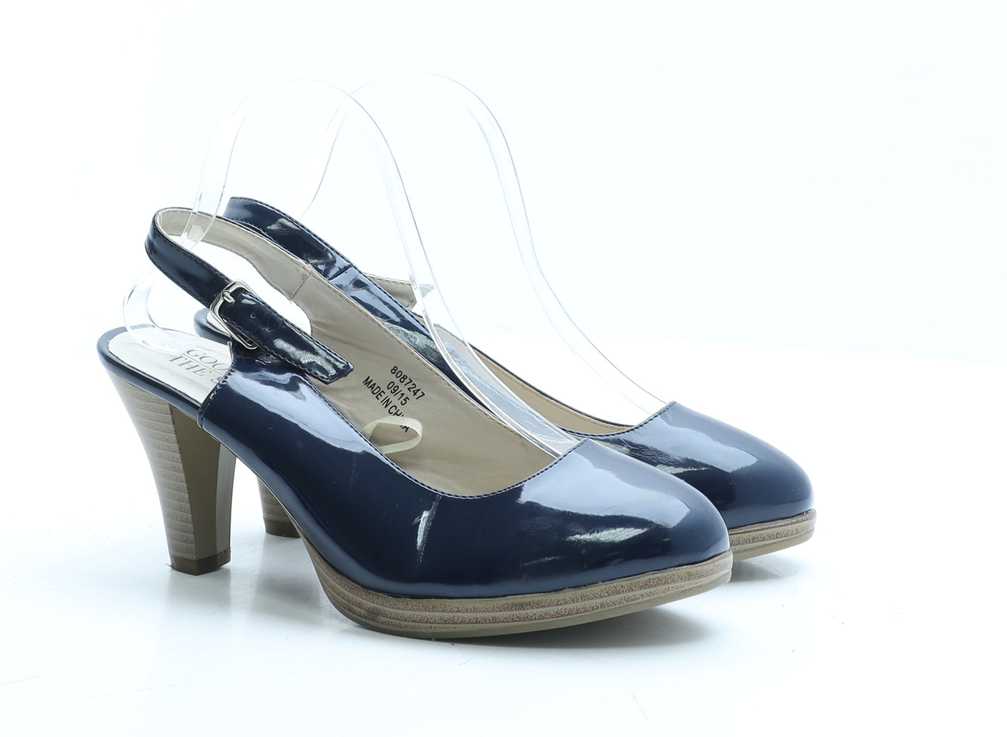 Good For the Sole Womens Blue Vinyl Slingback Heel UK 6 EUR 39