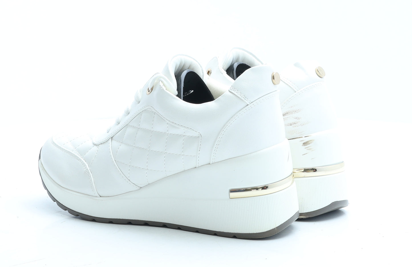 New Look Womens White Geometric Polyester Trainer Casual UK 5 38