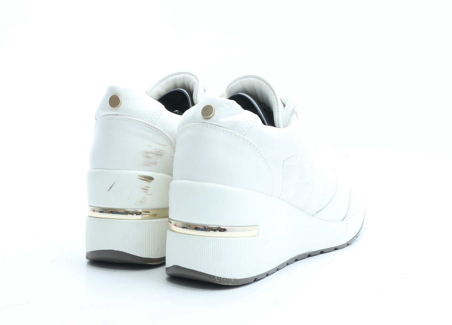 New Look Womens White Geometric Polyester Trainer Casual UK 5 38