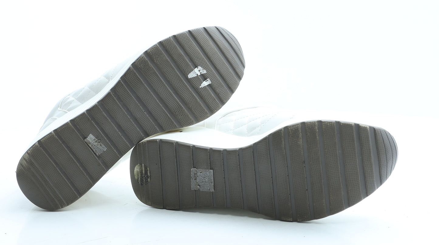 New Look Womens White Geometric Polyester Trainer Casual UK 5 38