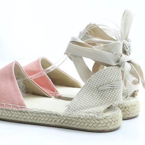 Primark Womens Beige Colourblock Polyester Espadrille Flat UK 6 39