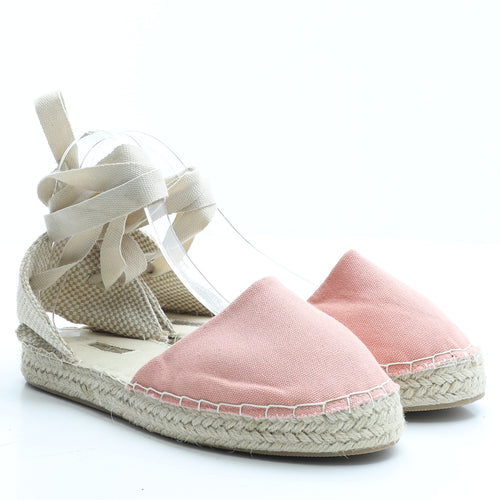 Primark Womens Beige Colourblock Polyester Espadrille Flat UK 6 39