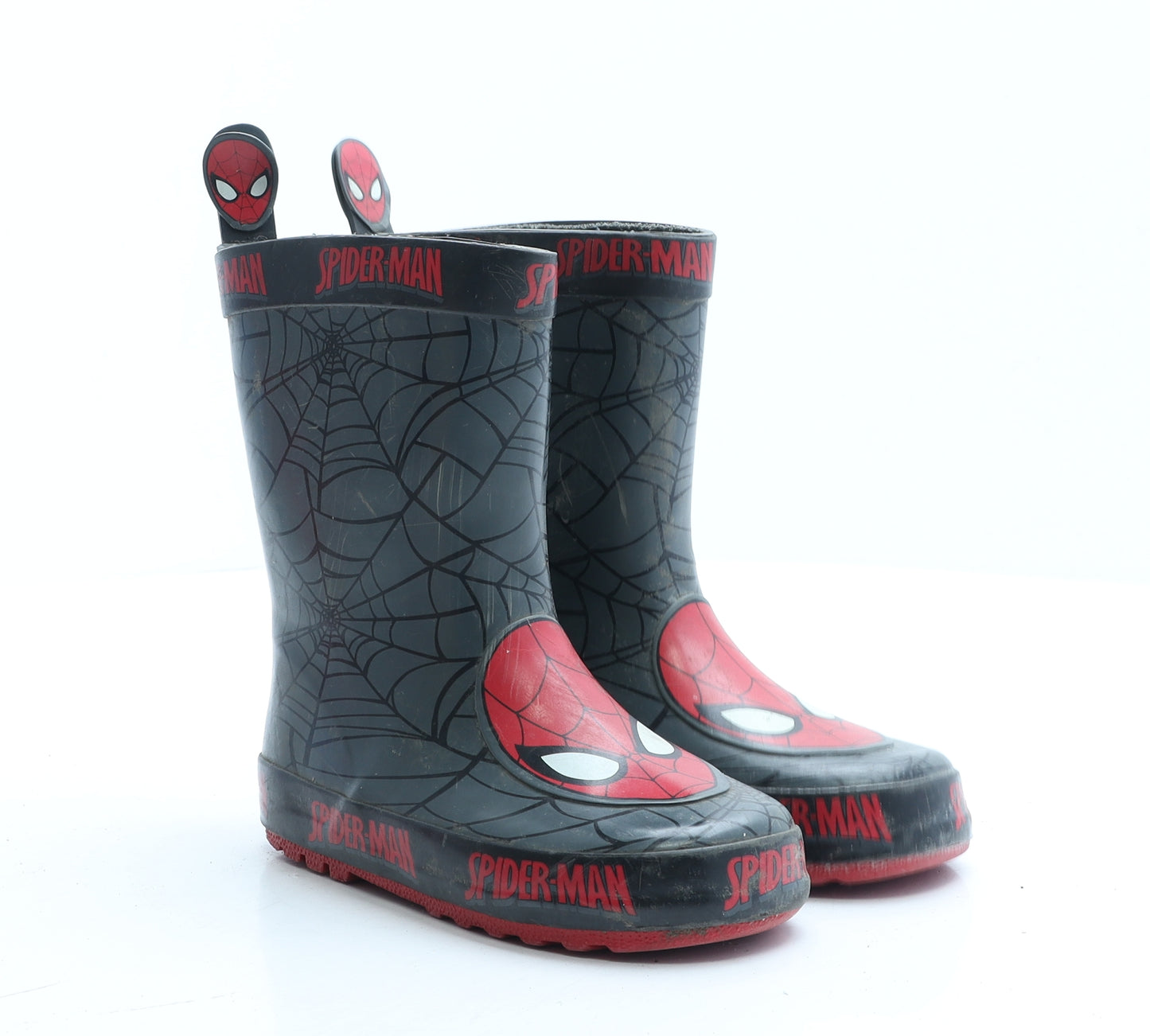 Spiderman Boys Black Geometric Rubber Wellies Boot UK 9
