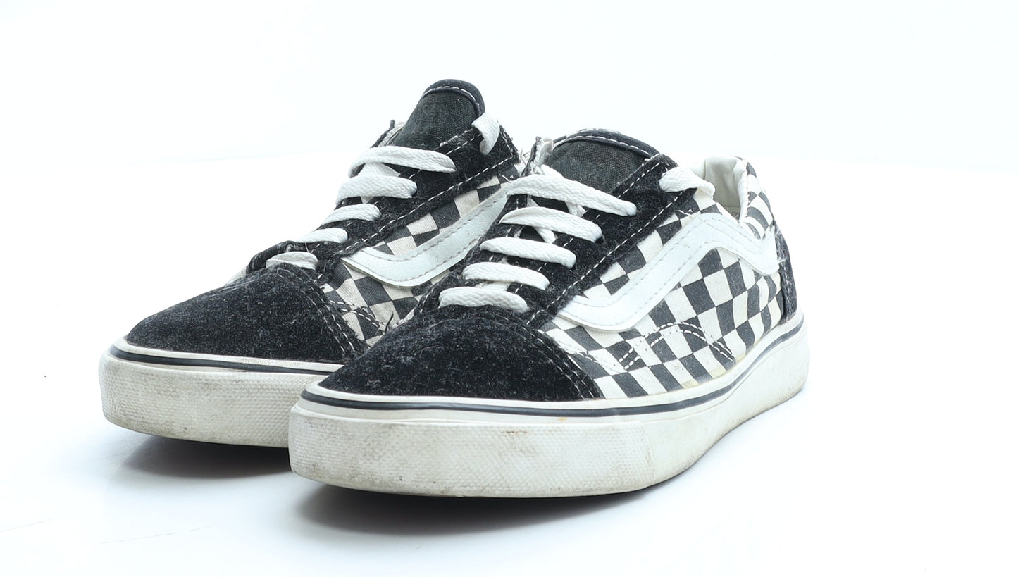 VANS Boys Black Check Polyester Trainer UK 3 EUR 36 - Unisex
