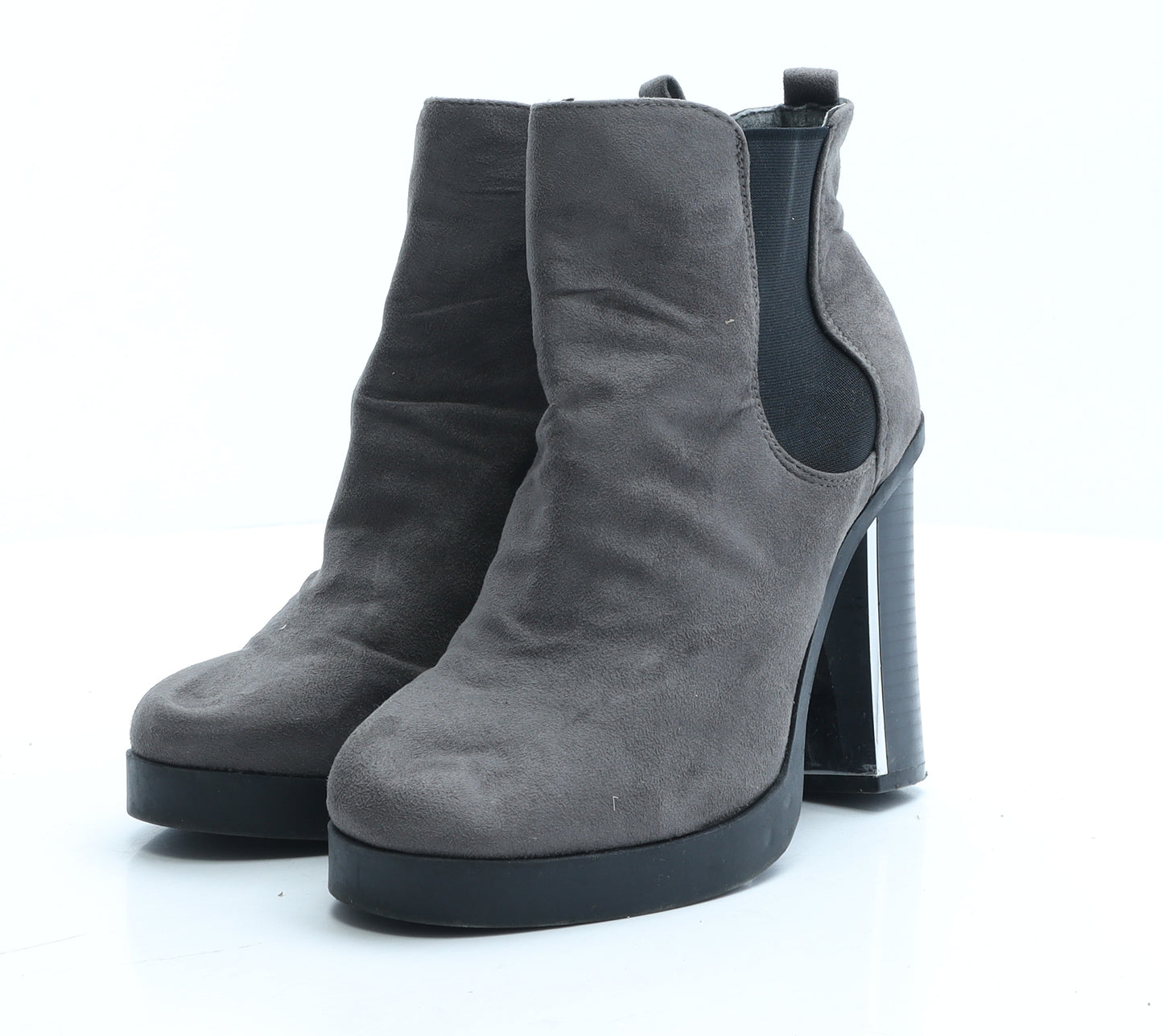 New Look Womens Grey Polyester Biker Boot UK 6 EUR 39