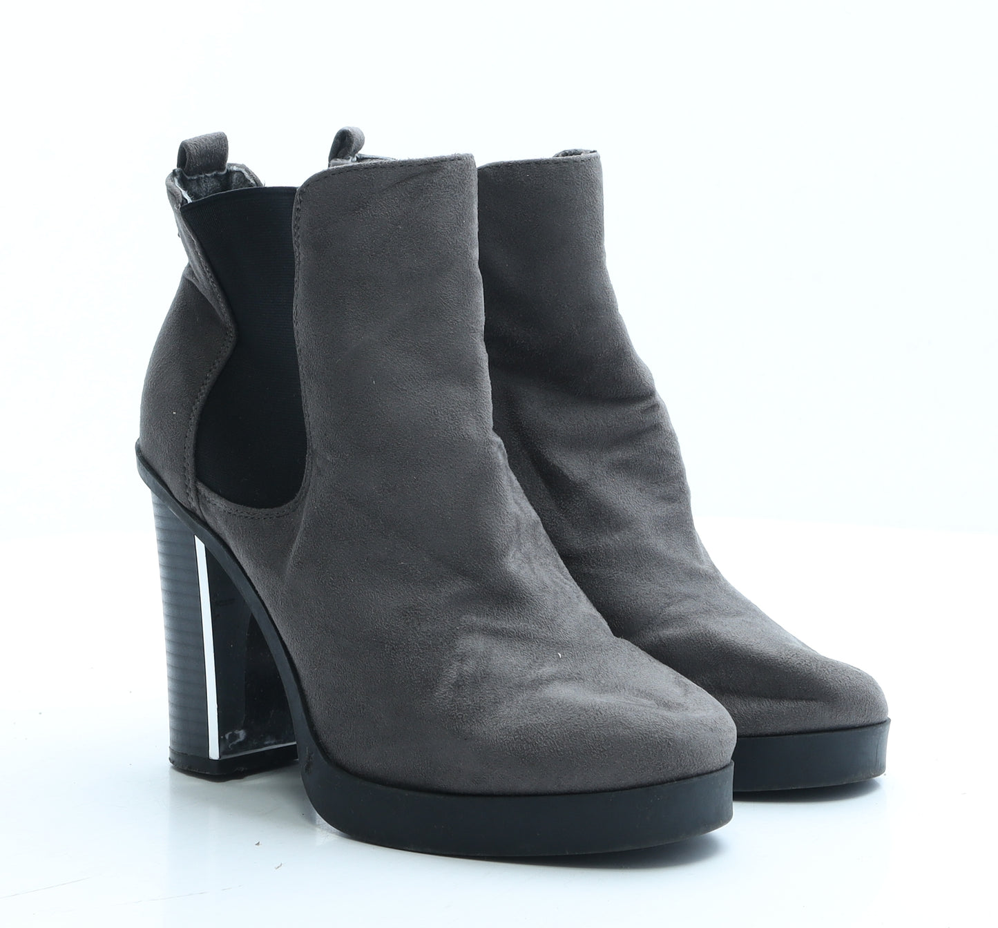 New Look Womens Grey Polyester Biker Boot UK 6 EUR 39