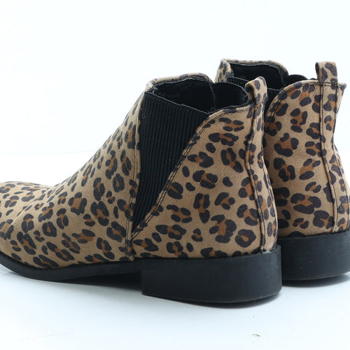 Primark Womens Brown Animal Print Polyester Bootie Boot UK 6 EUR 39