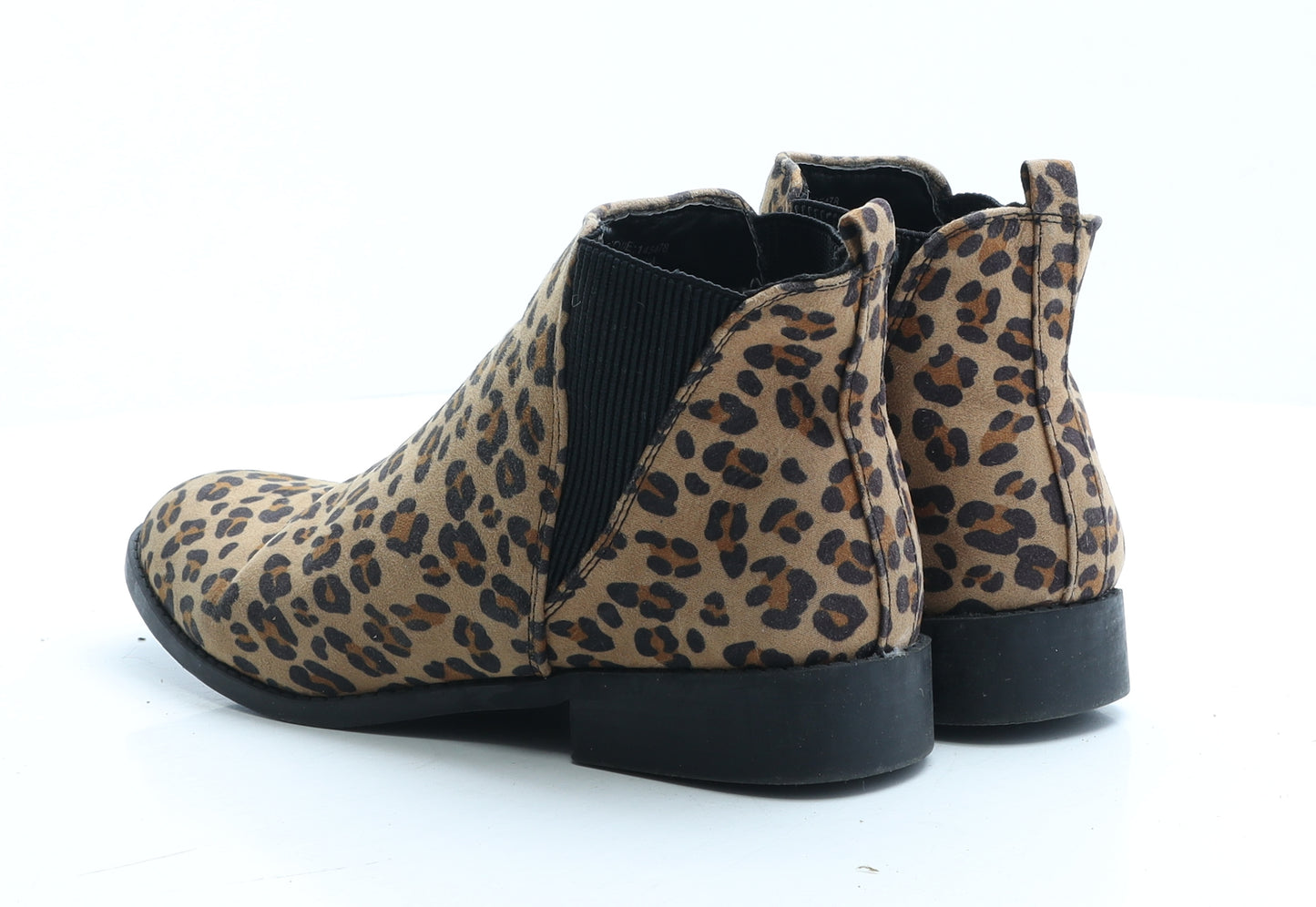 Primark Womens Brown Animal Print Polyester Bootie Boot UK 6 EUR 39