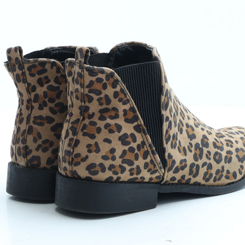 Primark Womens Brown Animal Print Polyester Bootie Boot UK 6 EUR 39