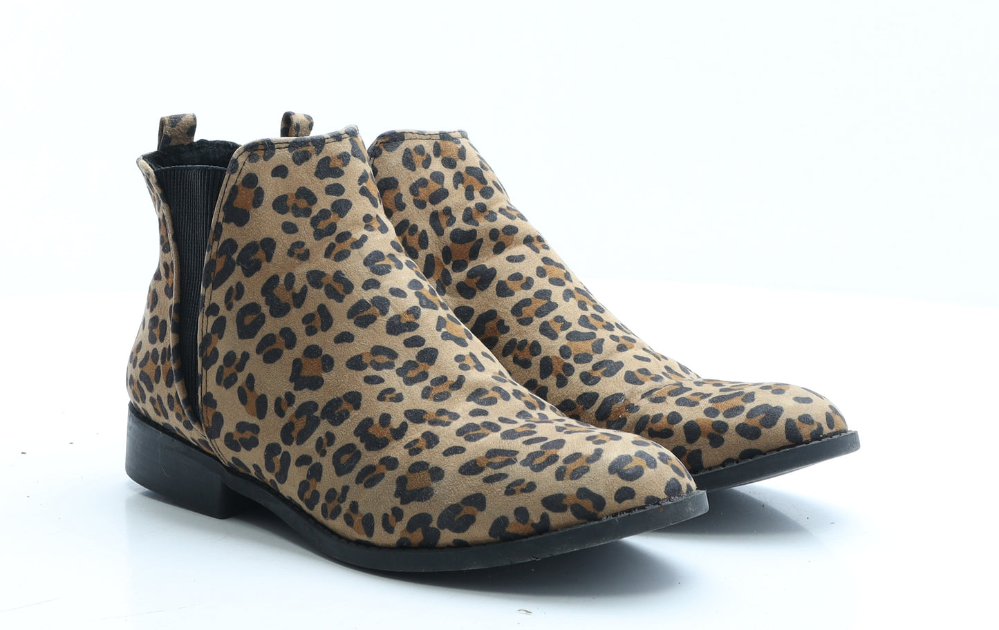 Primark Womens Brown Animal Print Polyester Bootie Boot UK 6 EUR 39