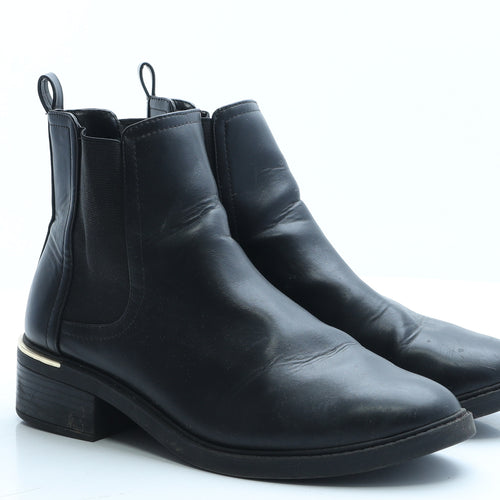 F&F Womens Black Faux Leather Bootie Boot UK 8 EUR 42
