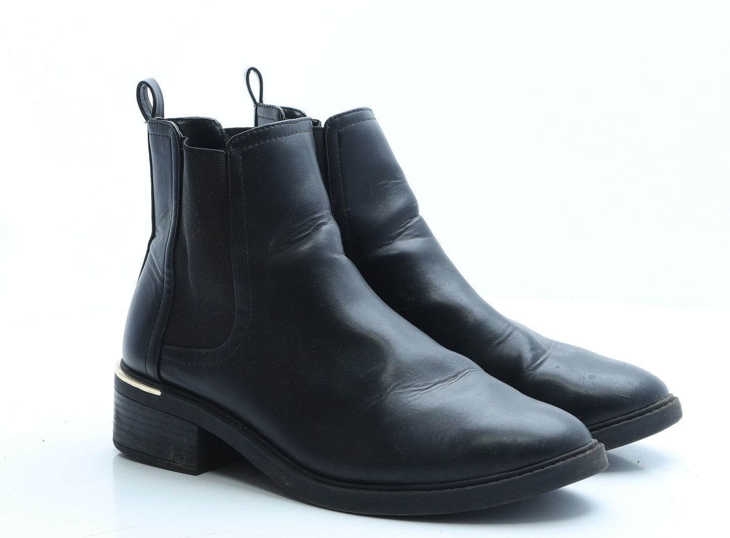 F&F Womens Black Faux Leather Bootie Boot UK 8 EUR 42