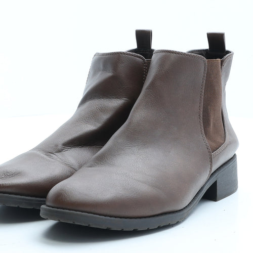 George Womens Brown Faux Leather Chelsea Boot UK 6 EUR 39
