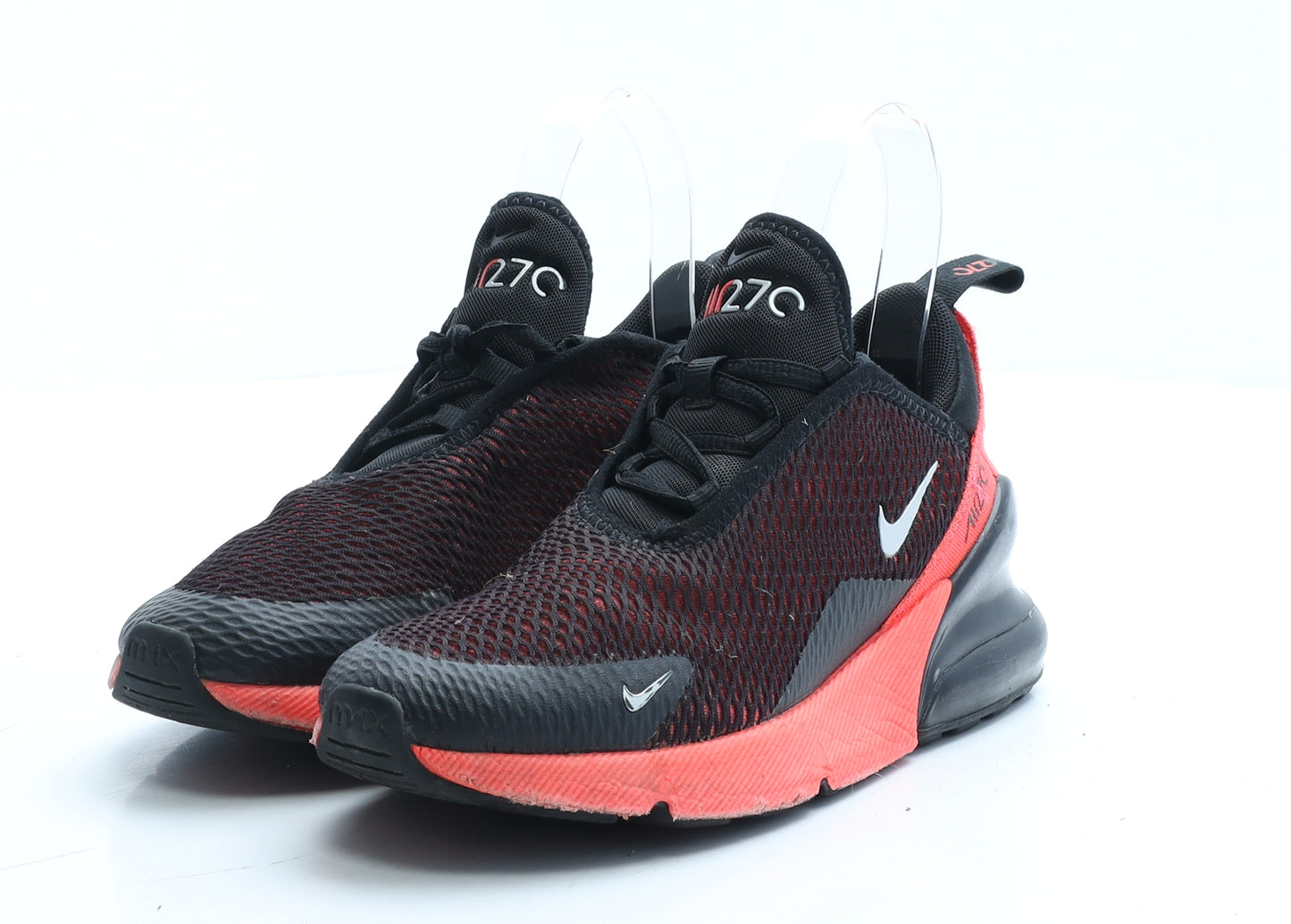 Nike Boys Black Colourblock Polyester Trainer UK 2 EUR 34 - Nike Air 720