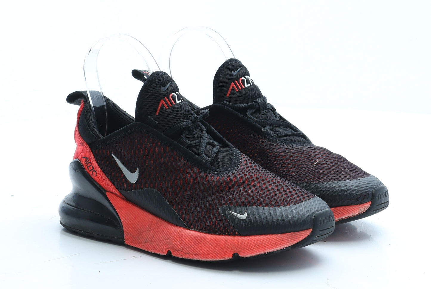 Nike Boys Black Colourblock Polyester Trainer UK 2 EUR 34 - Nike Air 720