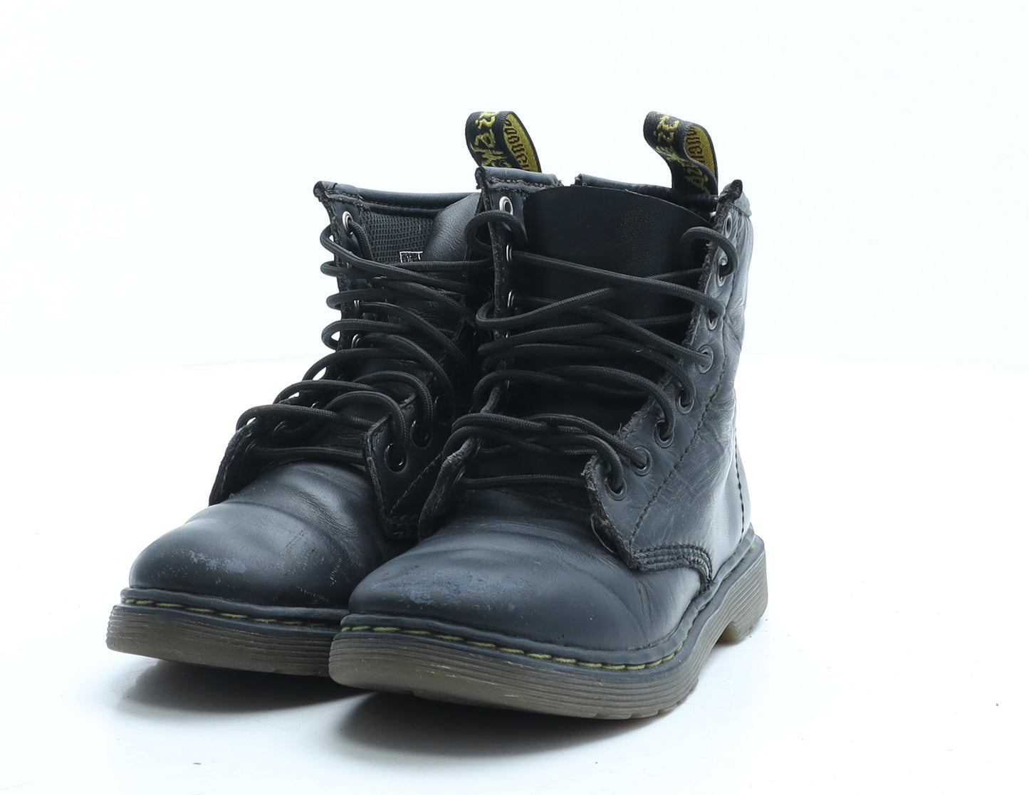Dr. Martens Girls Black Faux Leather Combat Boot UK 10 EUR 28