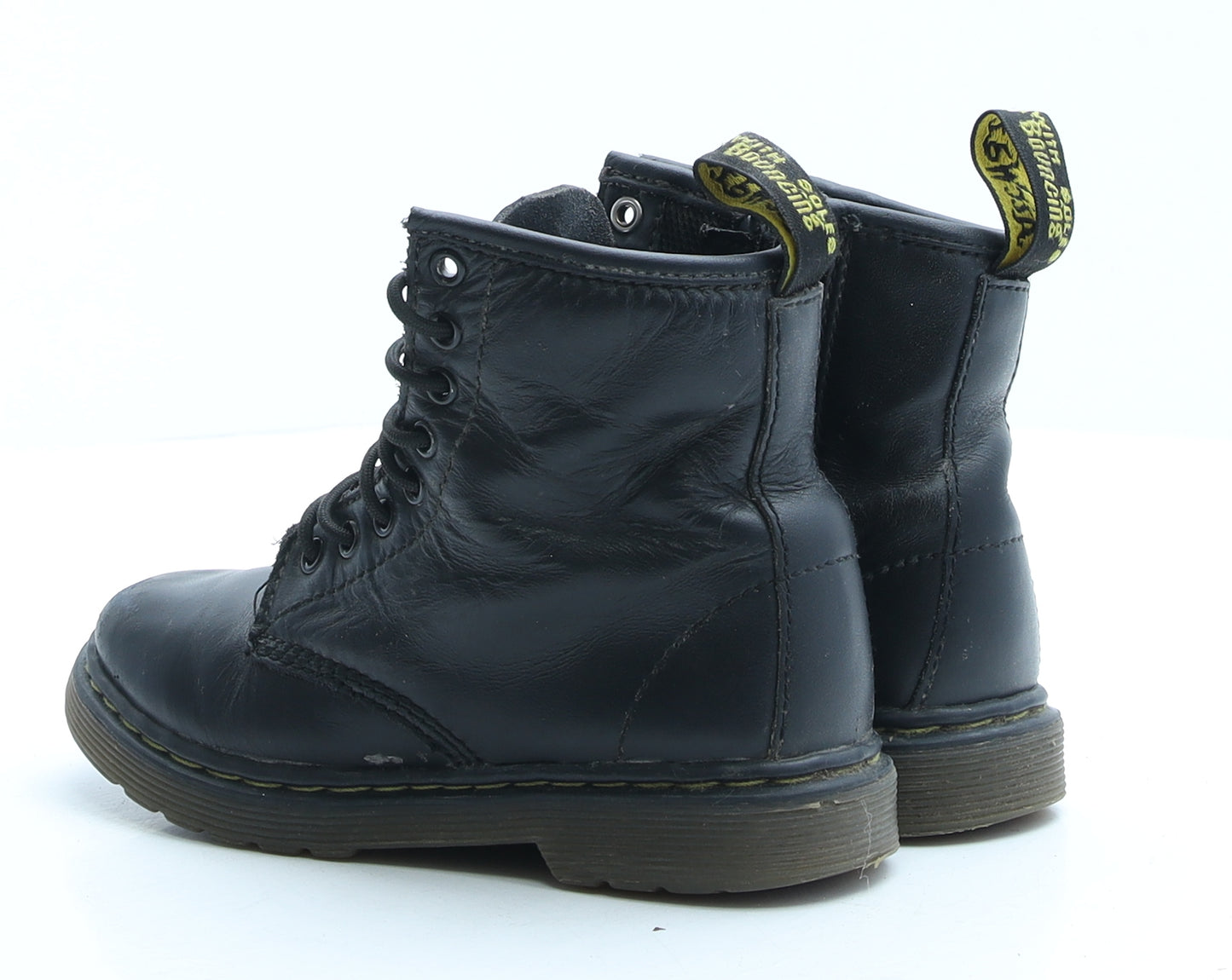 Dr. Martens Girls Black Faux Leather Combat Boot UK 10 EUR 28