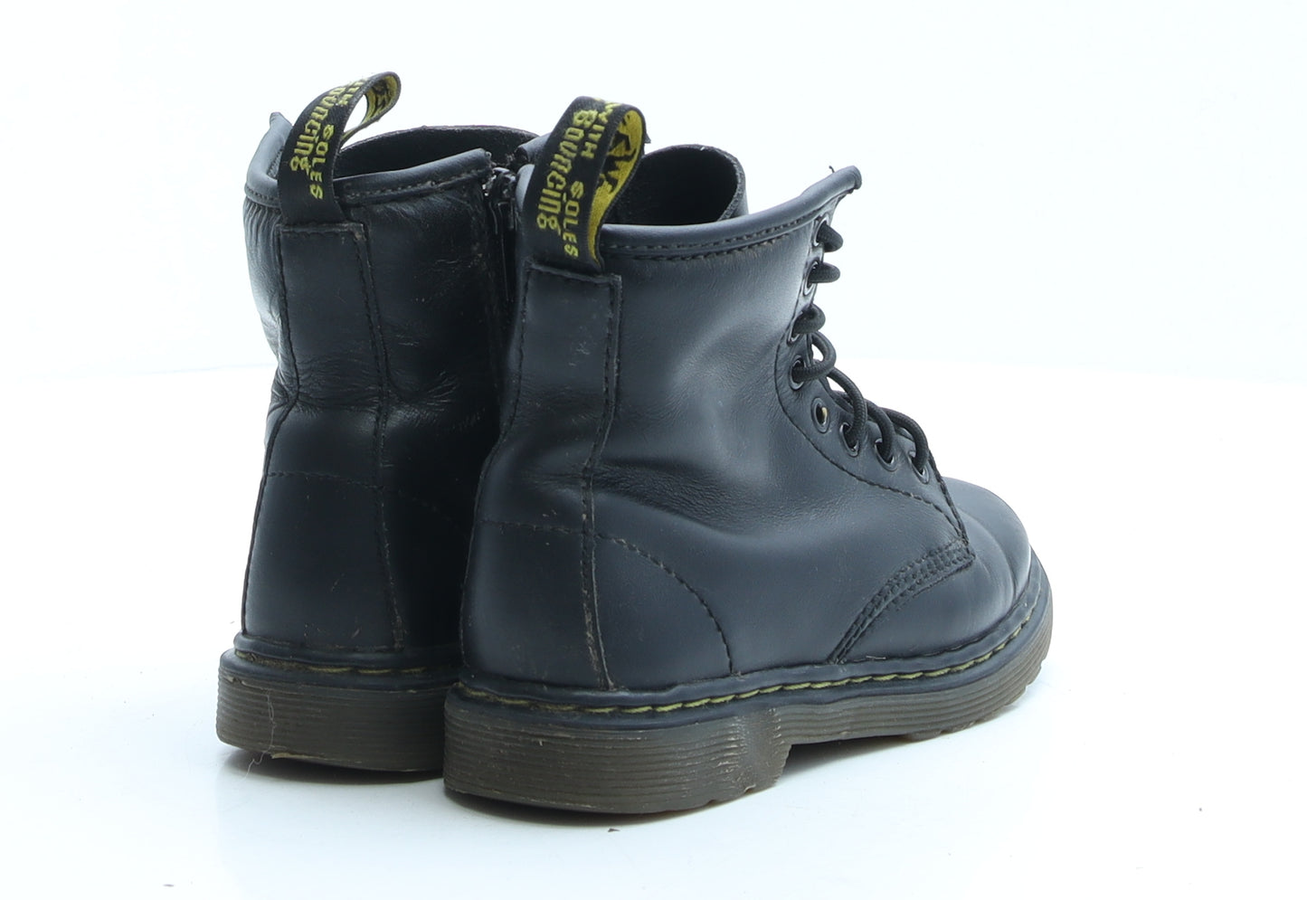 Dr. Martens Girls Black Faux Leather Combat Boot UK 10 EUR 28