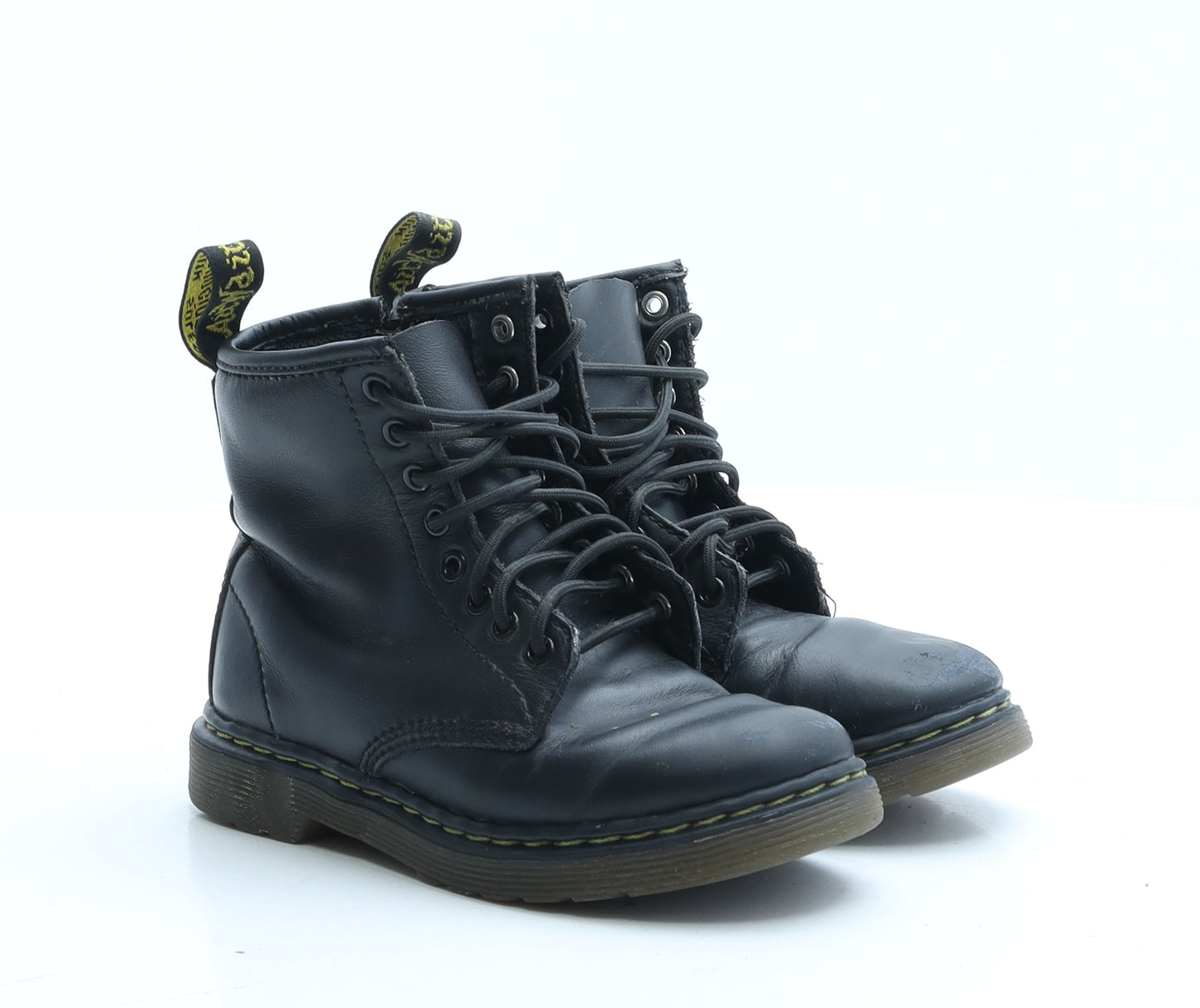 Dr. Martens Girls Black Faux Leather Combat Boot UK 10 EUR 28
