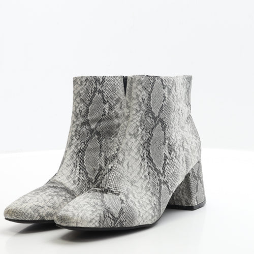 Primark Womens Grey Animal Print Polyester Bootie Boot UK 5 EUR 38