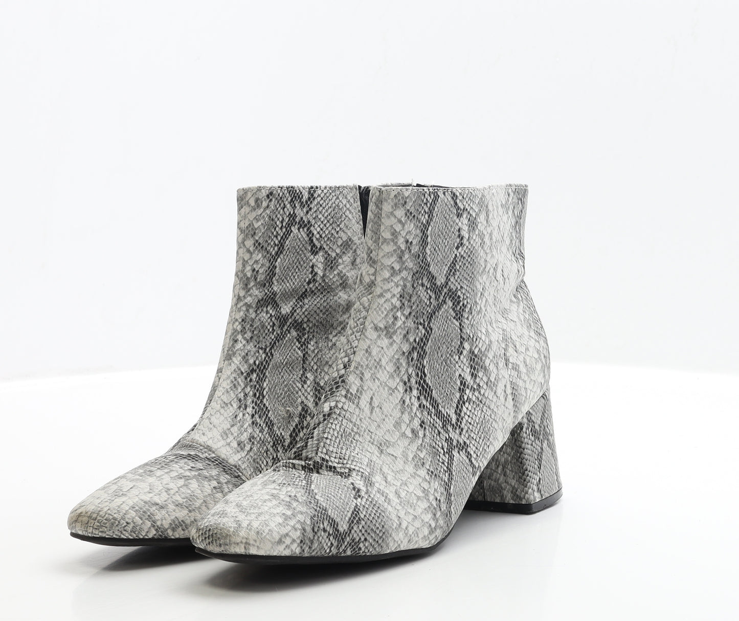 Primark Womens Grey Animal Print Polyester Bootie Boot UK 5 EUR 38