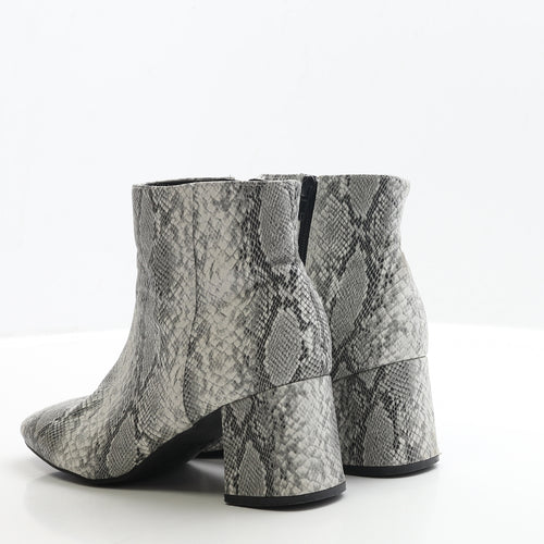 Primark Womens Grey Animal Print Polyester Bootie Boot UK 5 EUR 38