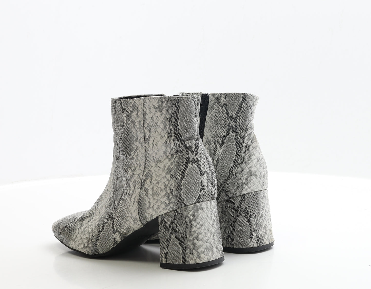 Primark Womens Grey Animal Print Polyester Bootie Boot UK 5 EUR 38