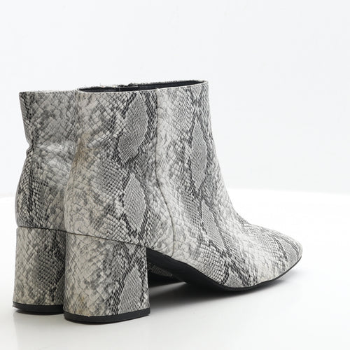 Primark Womens Grey Animal Print Polyester Bootie Boot UK 5 EUR 38